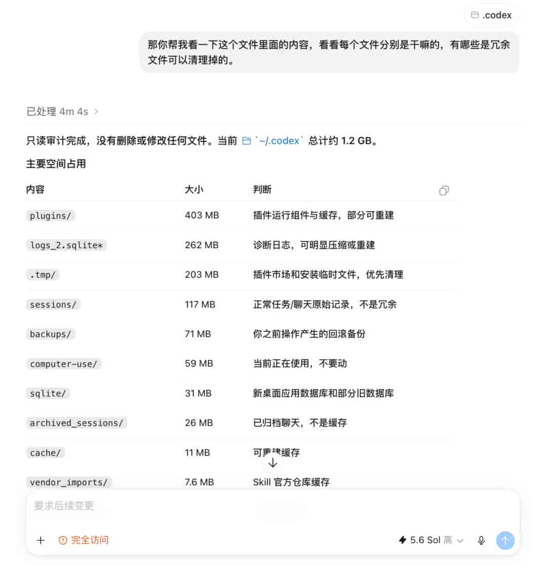 1.2GB 的 .codex 文件夹里,到底藏了什么?