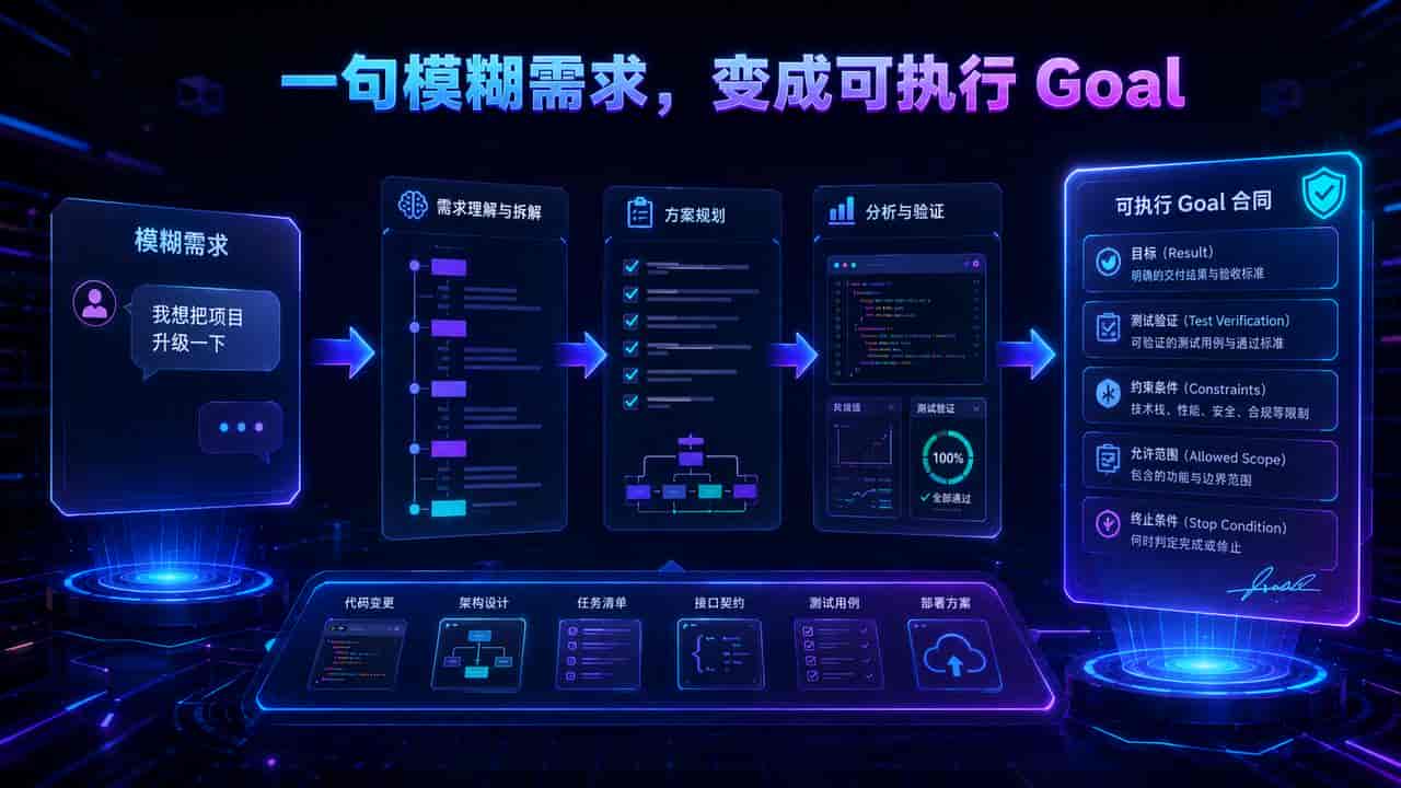 Codex 不用你会写 Goal 了:先聊需求,它自动补齐 6 个验收条件 附方法