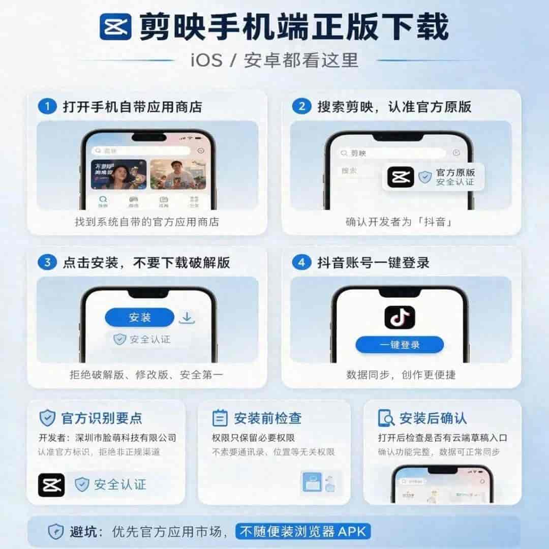 剪映正版下载全教程，手机/电脑一步到位，新手别再下盗版捆绑包