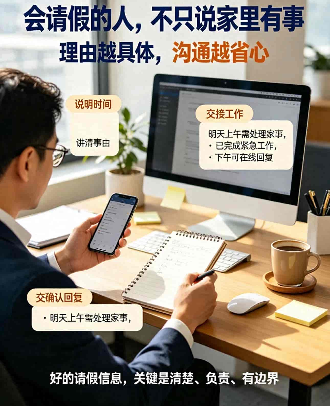 在单位里,会请假的人从不提“家里有事”