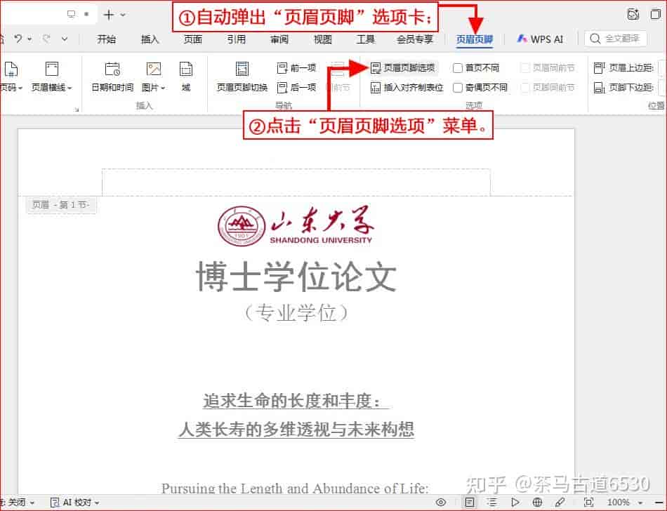 WPS文字如何设置奇偶页不同的页眉页脚