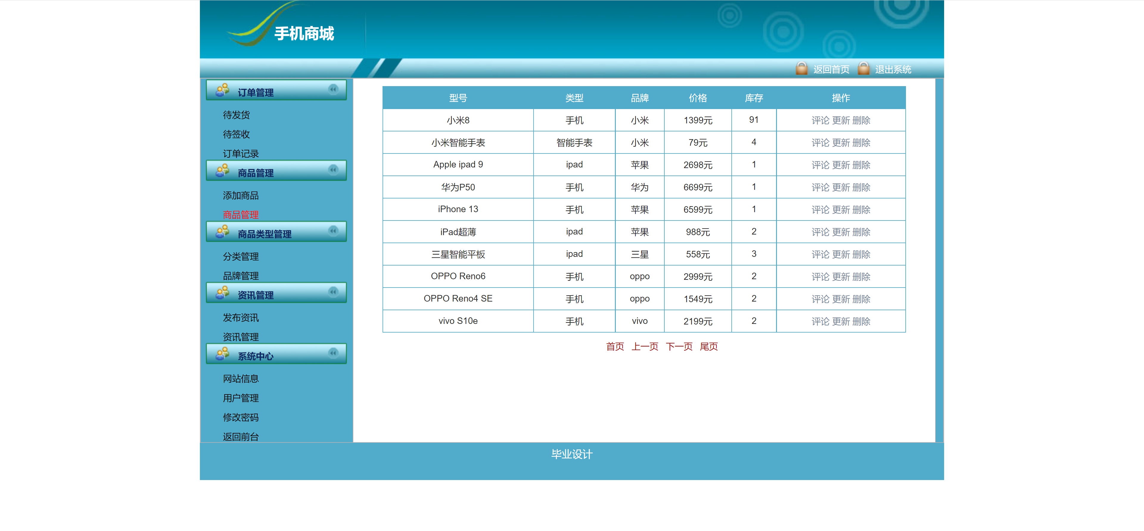 手机商城管理系统Java前后台管理系统数码电脑购物网站web源码ssm