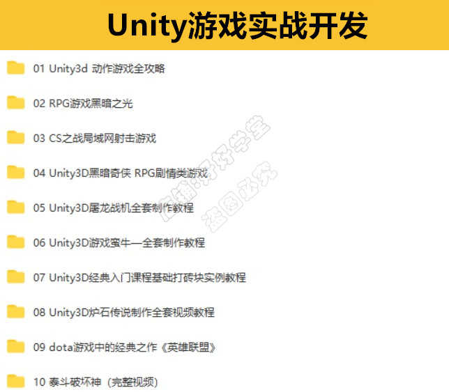 unity 3d 视频教程合集入门到精通C#特效源文件游戏素材开发案例