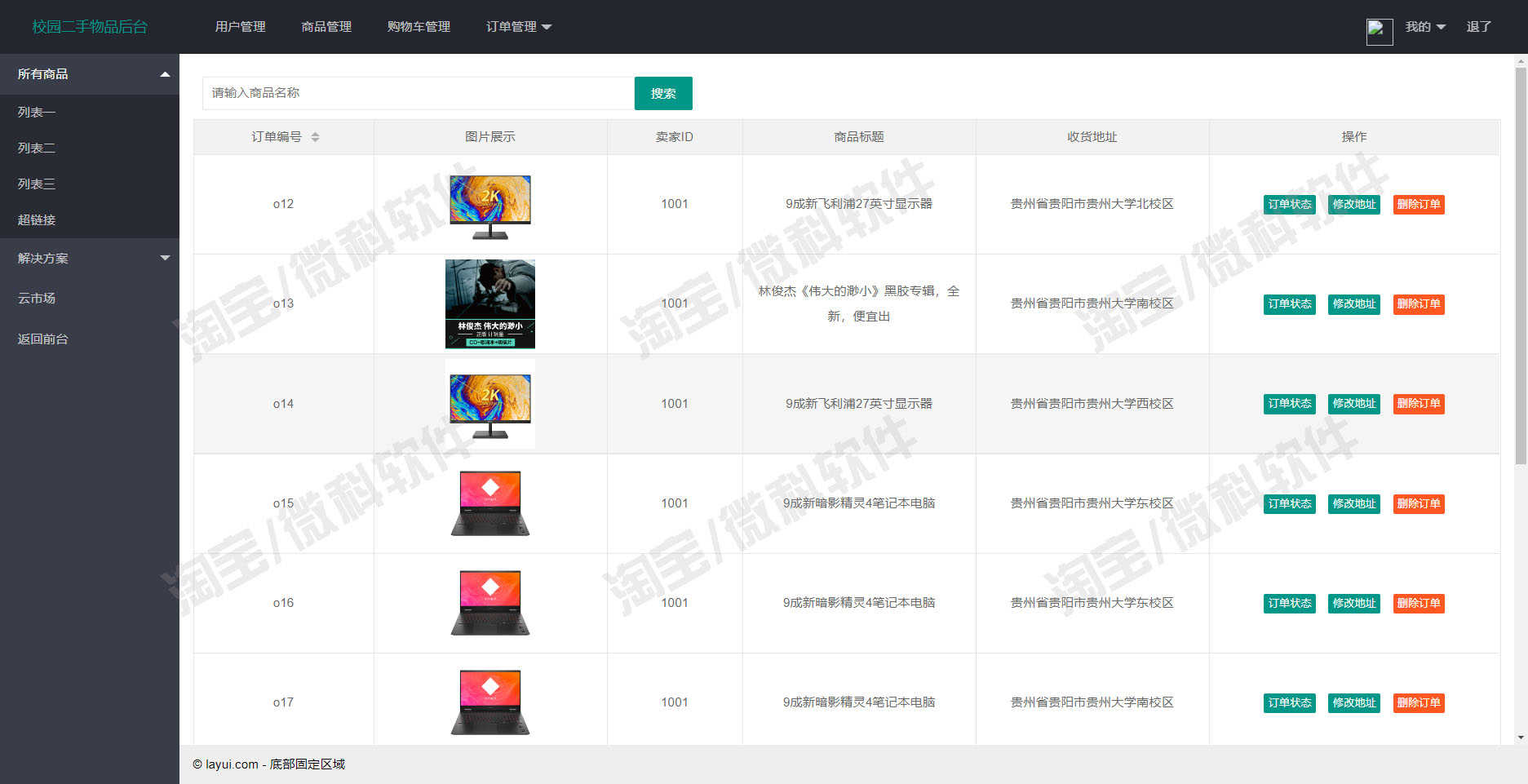 springboot校园二手交易平台系统java商品购物车订单jsp源码mysql