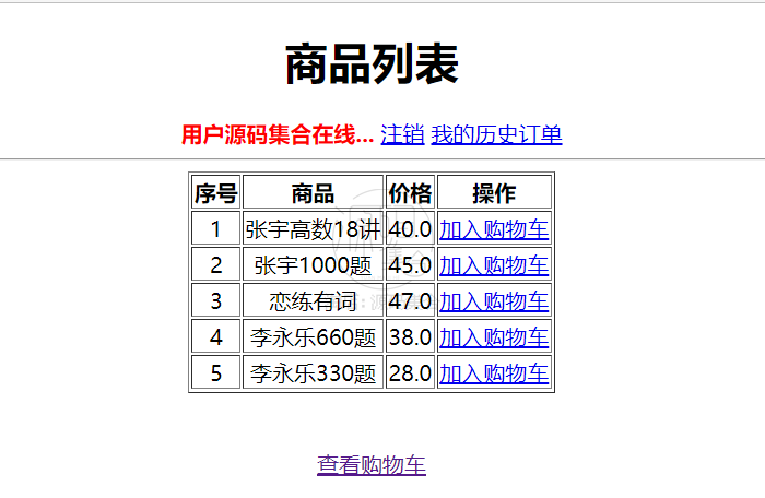 Jsp Servlet Mysql 简易购物车系统项目源码JavaBean Session