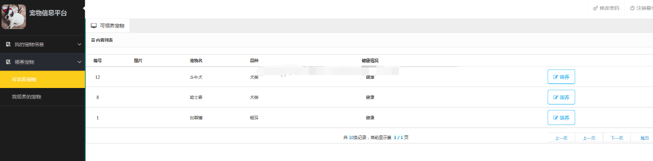 java宠物领养信息管理系统jsp bs宠物猫狗店救助中心web源码mysql