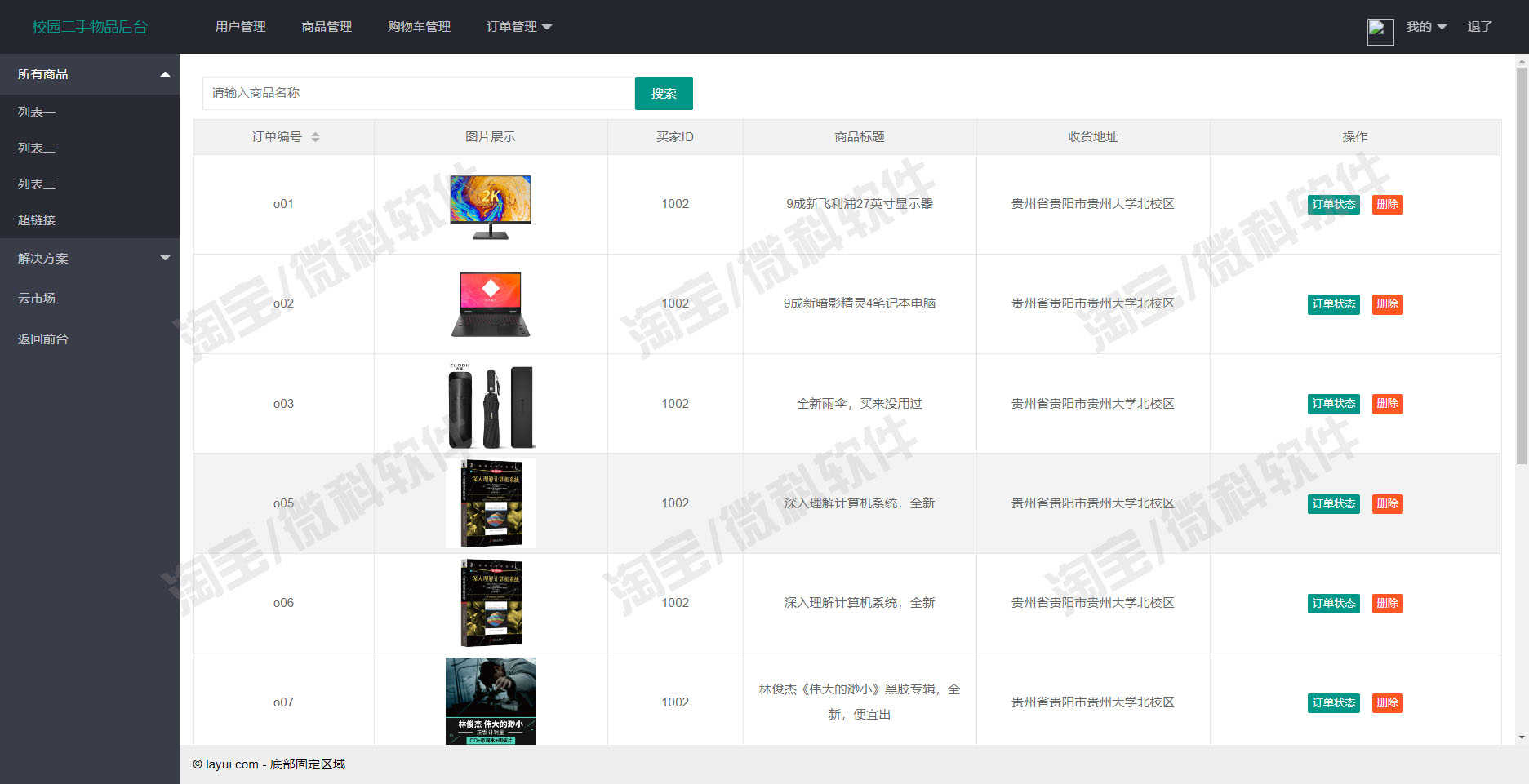 springboot校园二手交易平台系统java商品购物车订单jsp源码mysql