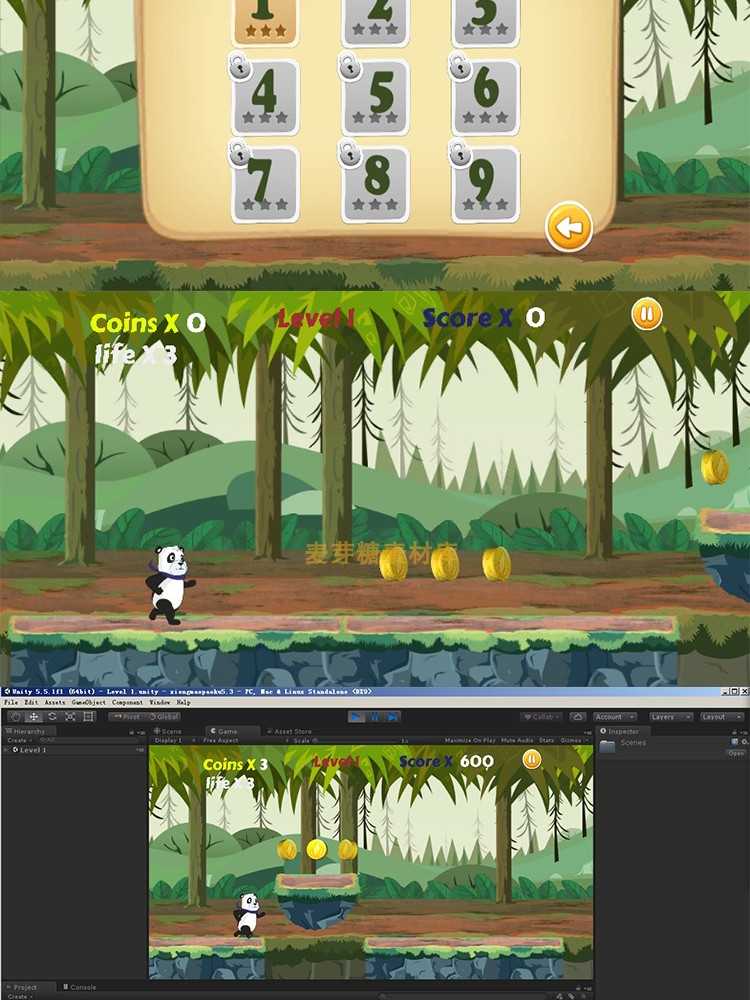 unity2D横版闯关休闲小游戏U3D项目工程源码带素材资源C#脚本作业
