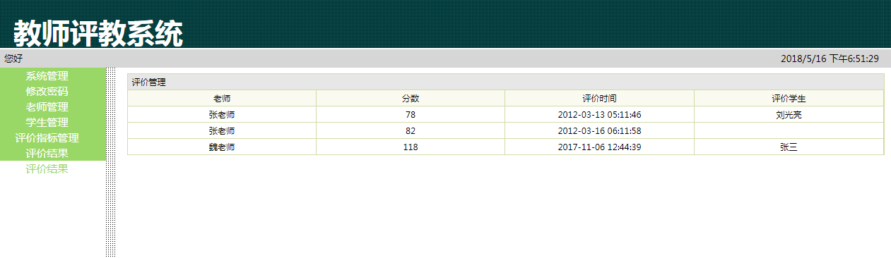 java教师教学评价系统源代码 jsp教学管理系统项目设计源码带文档