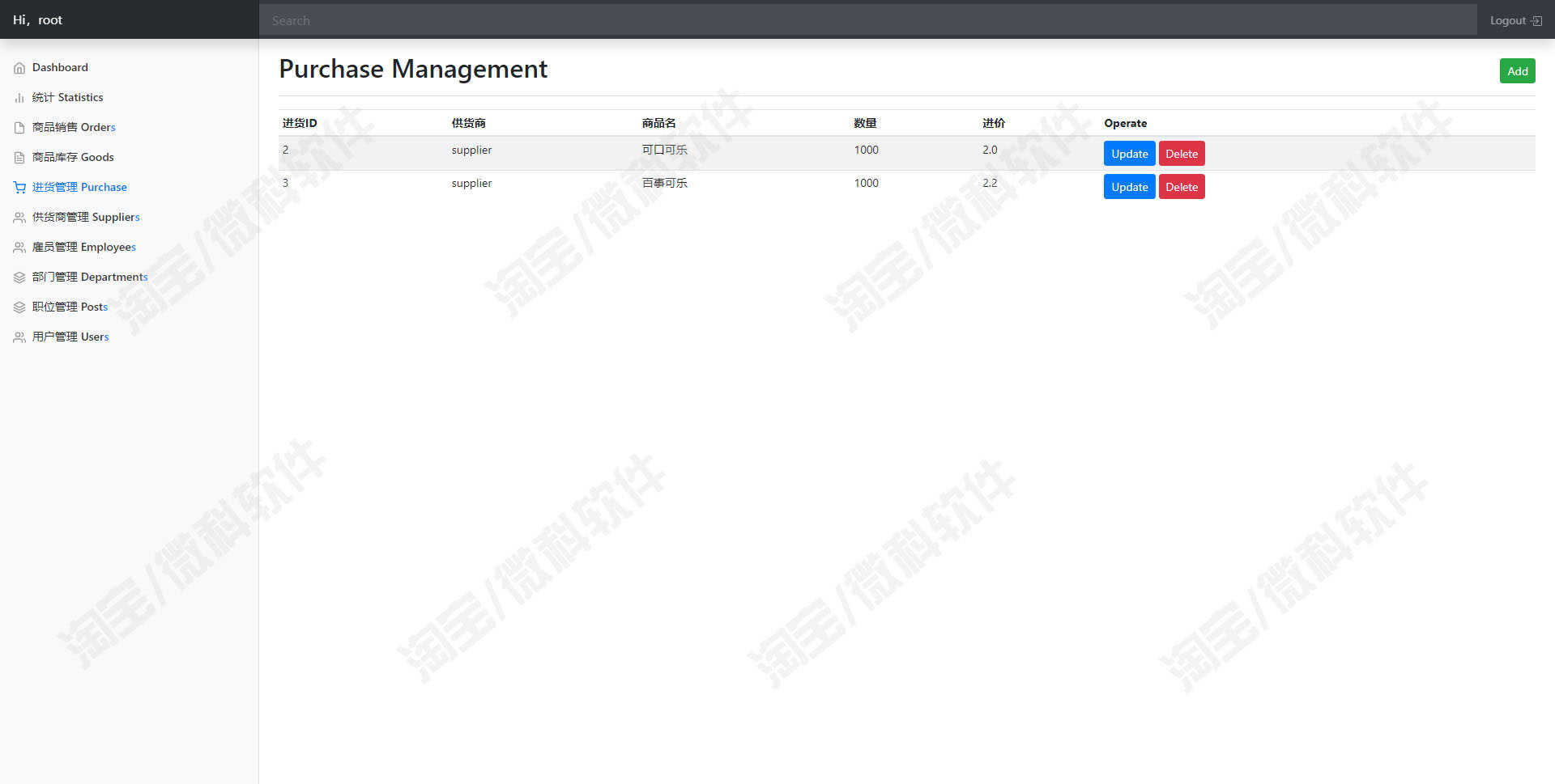 springboot超市进销存管理系统java商店员工供货商部门mysql源码