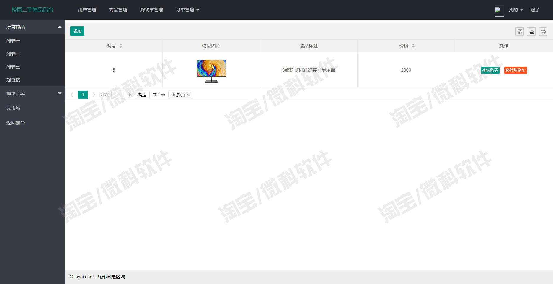 springboot校园二手交易平台系统java商品购物车订单jsp源码mysql