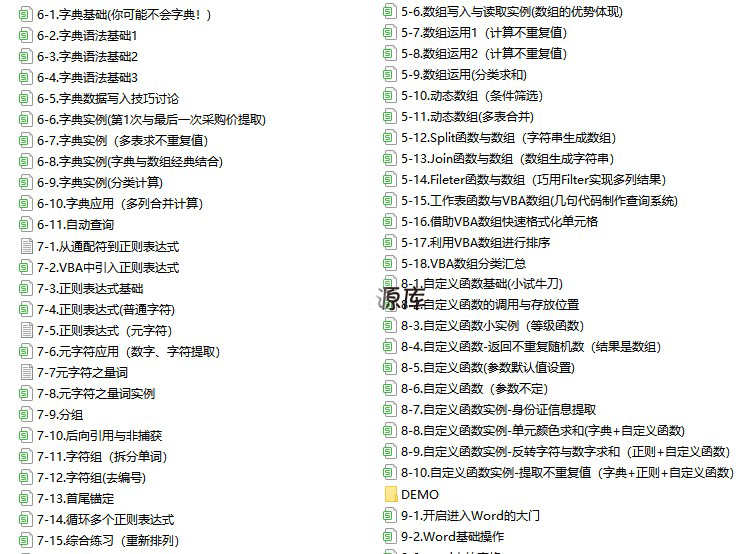 VBA基础知识代码大全EXCEL源代码自定义函数实例工作表自动化设置