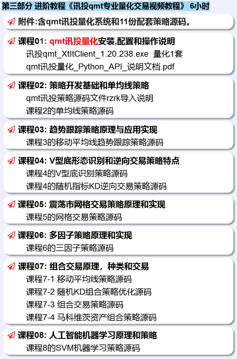 股票量化策略自动交易软件股市程序化交易源码python入门视频教程