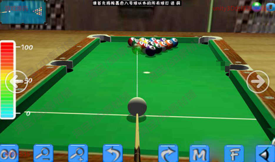 Unity3d 台球游戏场景模型源码 台球桌厅U3D源文件项目素材资源包
