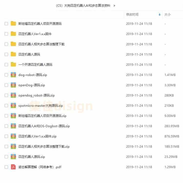 大狗机器人四足机器人运动AI和步态算法源码及资料教程