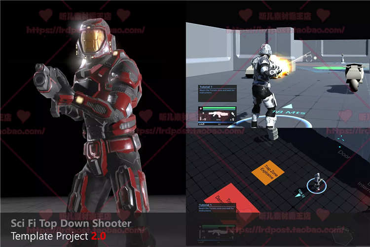 Unity 科幻射击游戏源码Sci Fi Top Down Game Template 2.0 2.2
