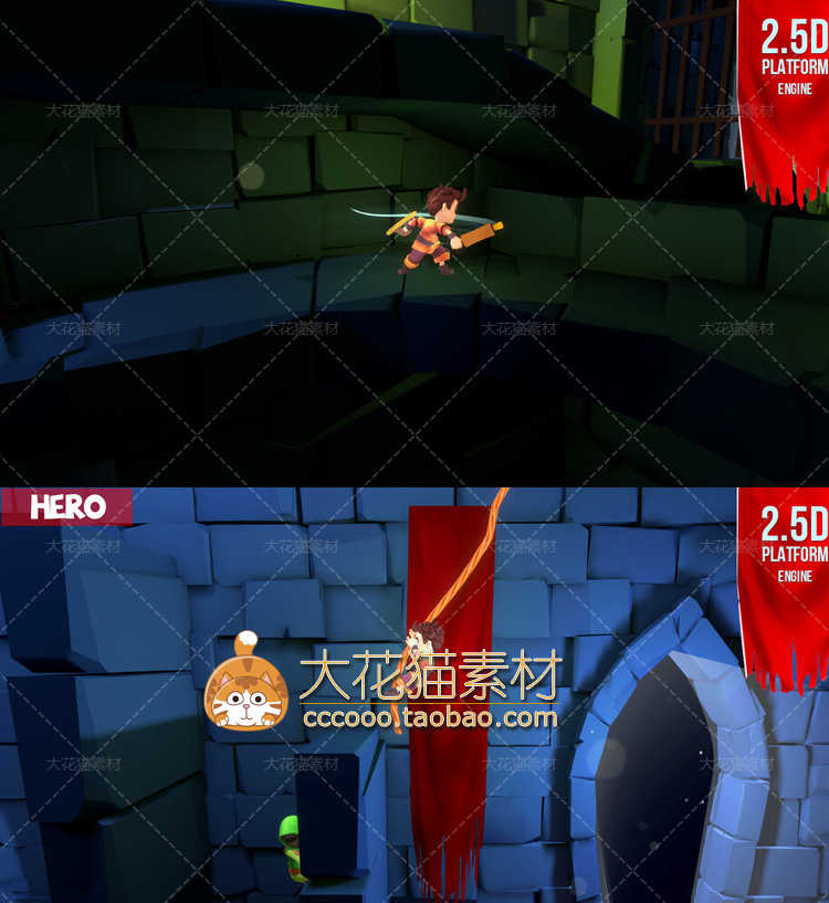 unity3d 冒险游戏完整项目 小游戏源码 卡通Q版本游戏素材