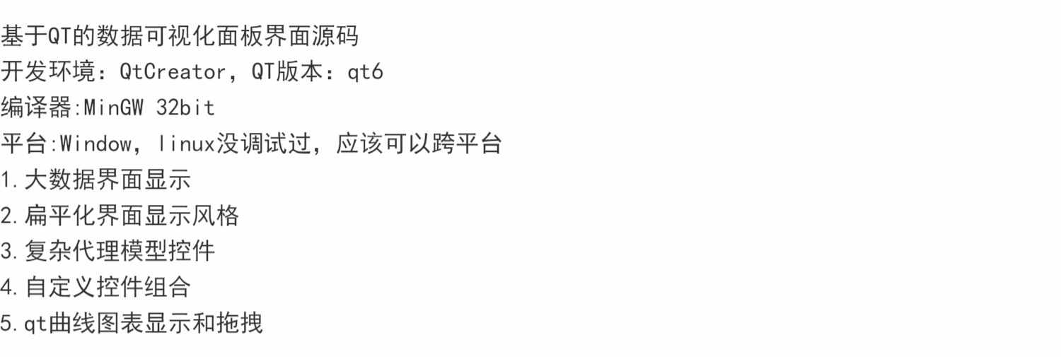 基于QT的数据可视化面板界面源码 开发环境QtCreator QT版本qt6
