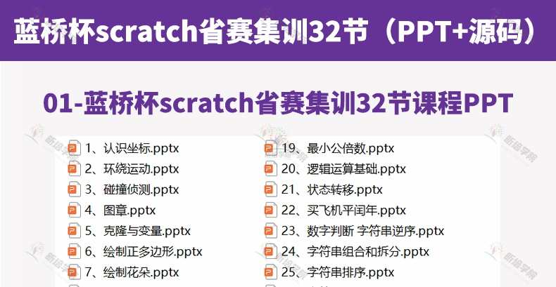 青少年蓝桥杯scratch图形化编程竞赛省赛集训PPT课件课程体系源码