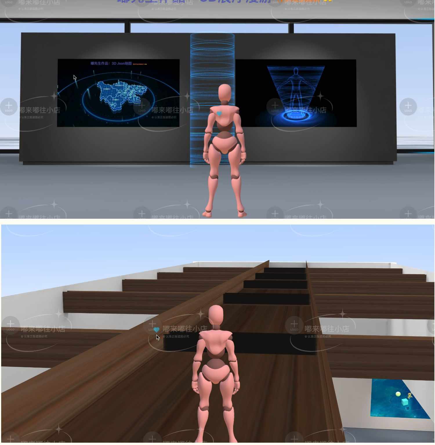 【自动发货】Three.Js (WebGL ThreeJs) 网页3D展厅漫游特效源码