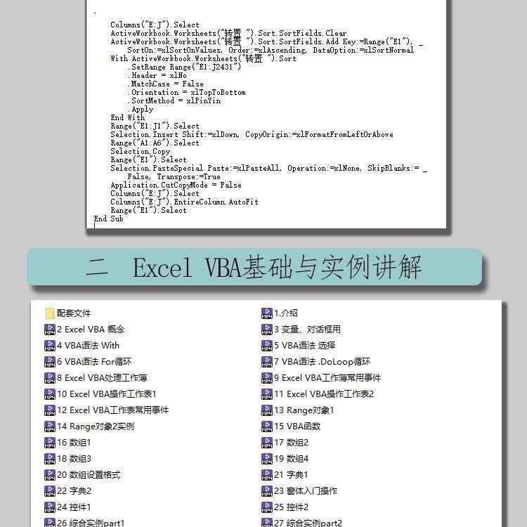 excel vba基础提升全套教程带配套练习文件vba实例经典实例代码