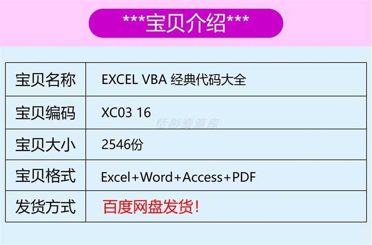 EXCEL VBA 经典代码大全库源实例宏函数自学习快速提升入门技巧