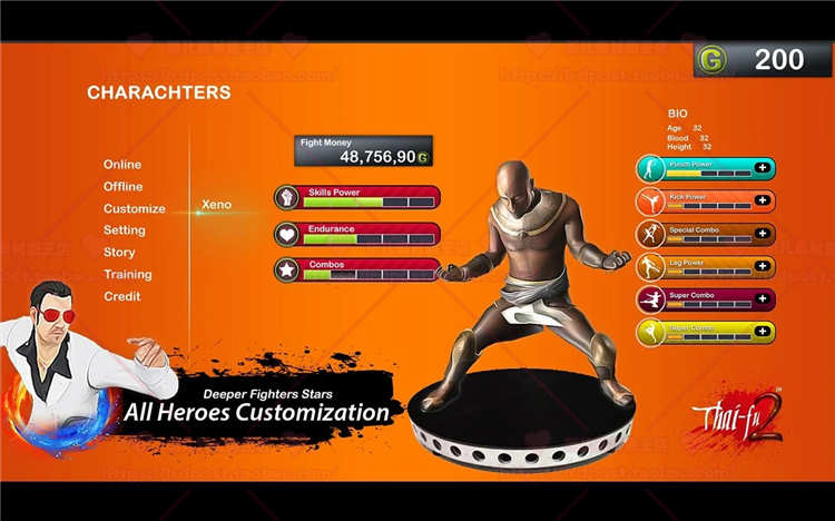 Unity3d 泰夫格斗战斗游戏源码 Thai Fu2 Fighting Game 1.0
