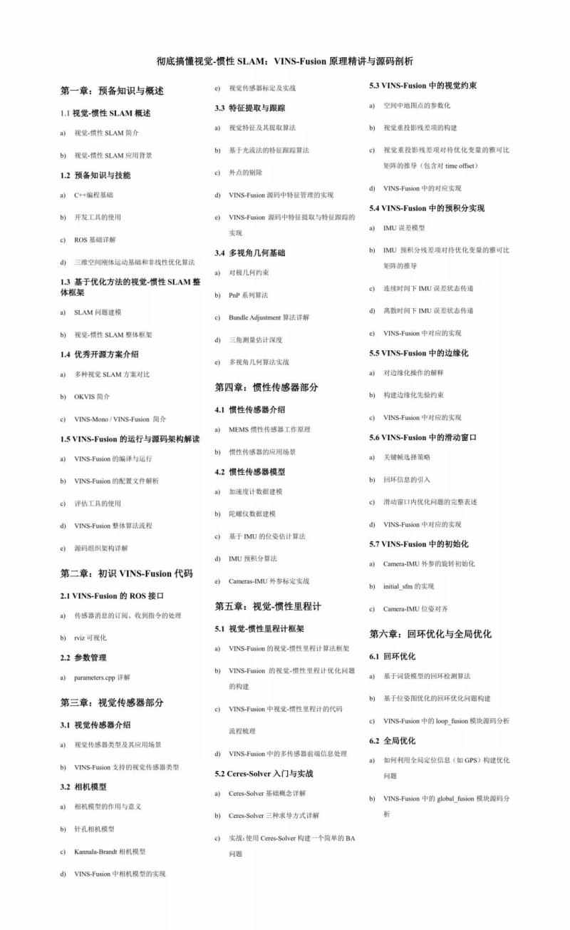 彻底搞懂视觉-惯性SLAM:VINS-Fusion原理精讲与源码剖析视频教程