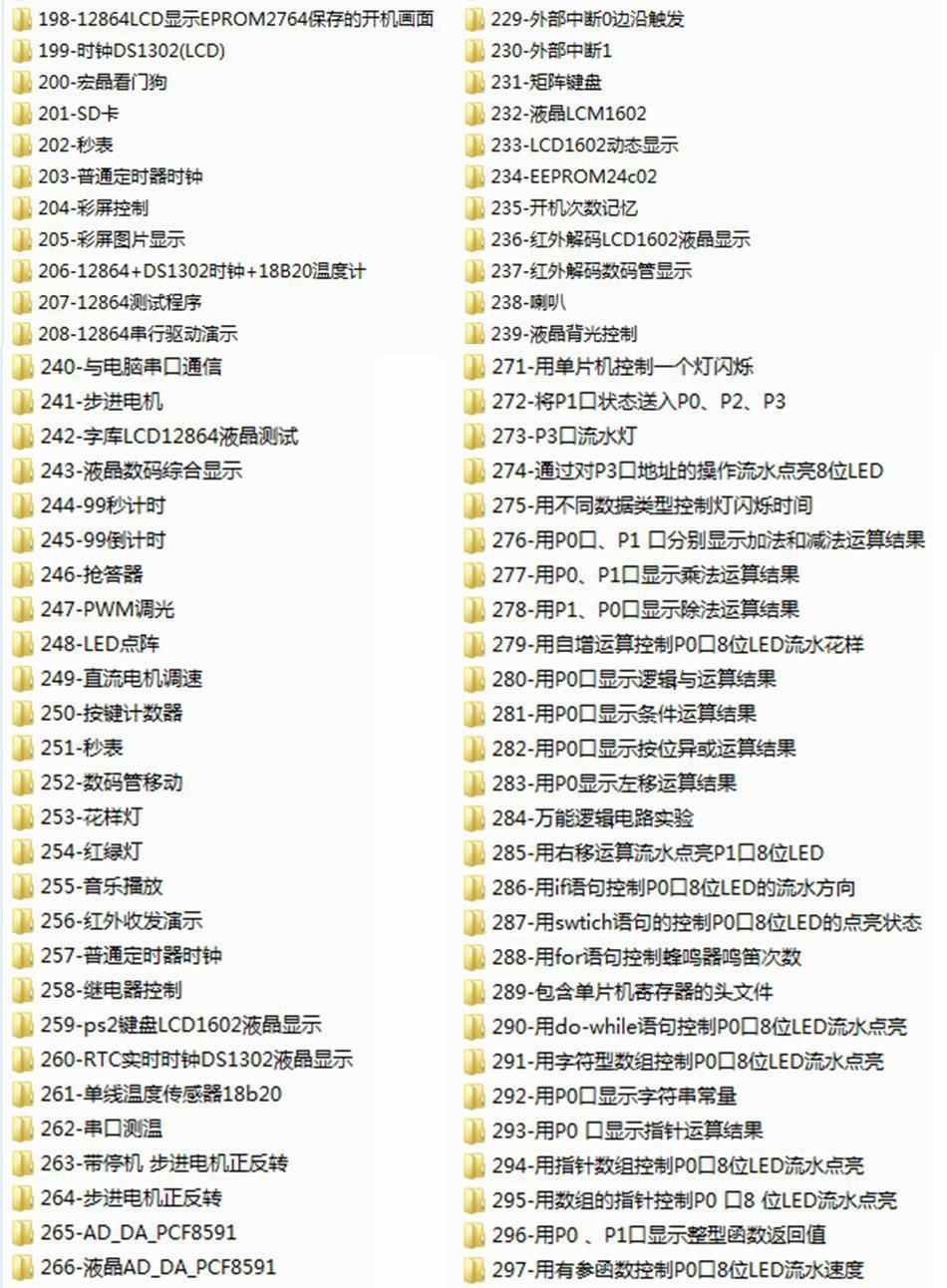51单片机C语言程序源码keil编程实例示例视频教程学习资料