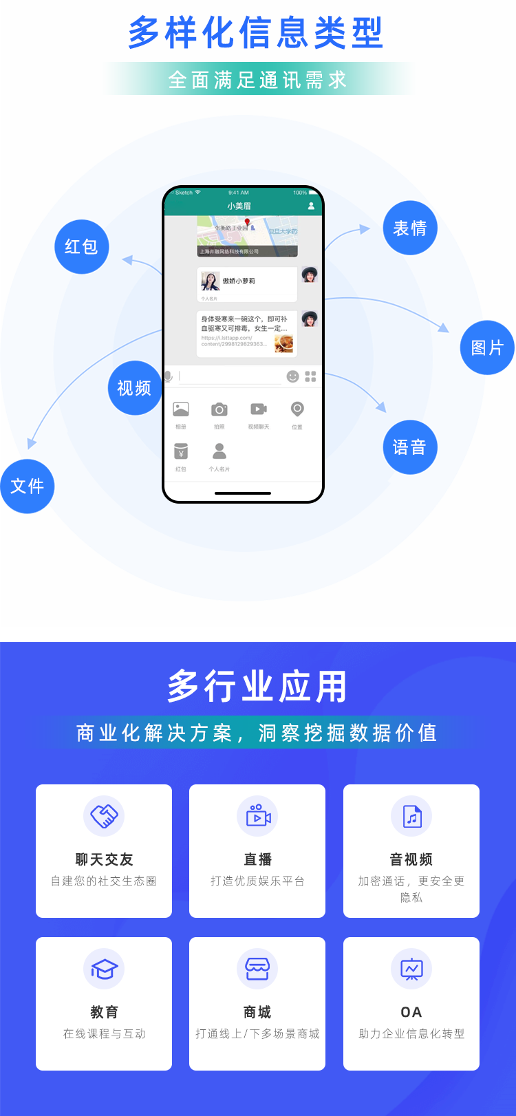 IM即时通讯App开发语音视频通话群禁言定位群管理单群单聊 售源码