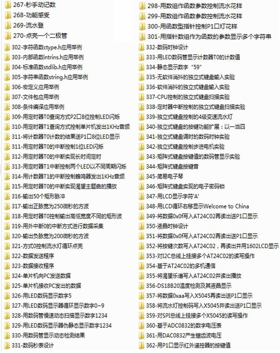 51单片机C语言程序源码keil编程实例示例视频教程学习资料
