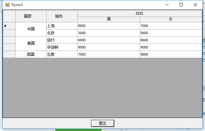 0521 C# DataGridView单元格合并和二维表头源码