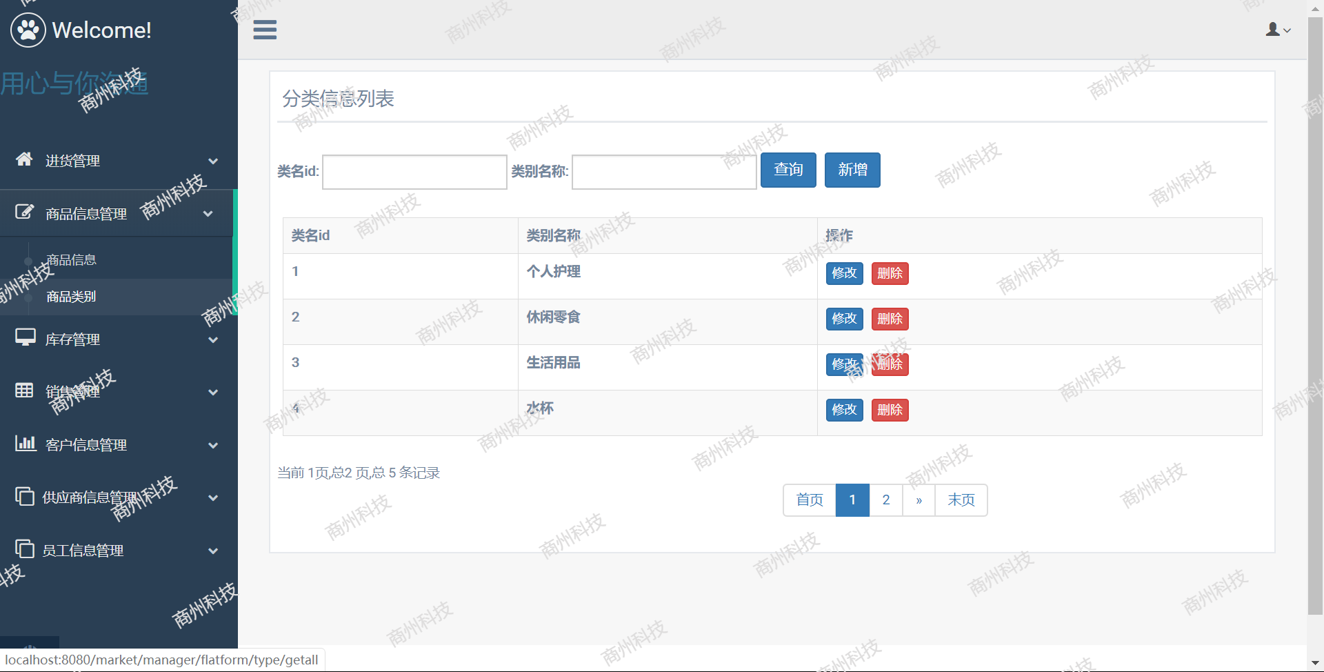 基于SSM超市进销存系统java项目源码 前端bootstrap maven mysql
