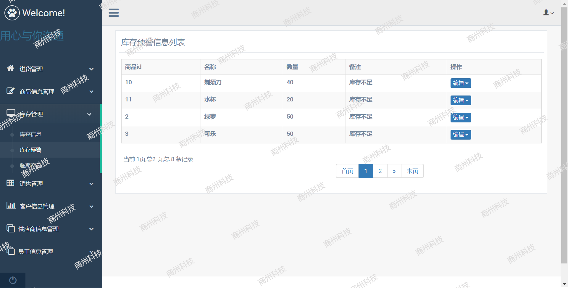 基于SSM超市进销存系统java项目源码 前端bootstrap maven mysql