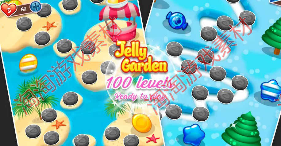 Unity Match 3 Jelly Garden Kit 2.3.2卡通休闲水果三消游戏源码