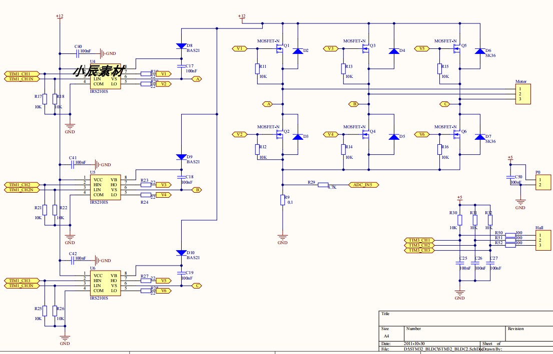 STM32F103RBT6 BLDC直流电机设计源码含(使用手册PDF版原理图)