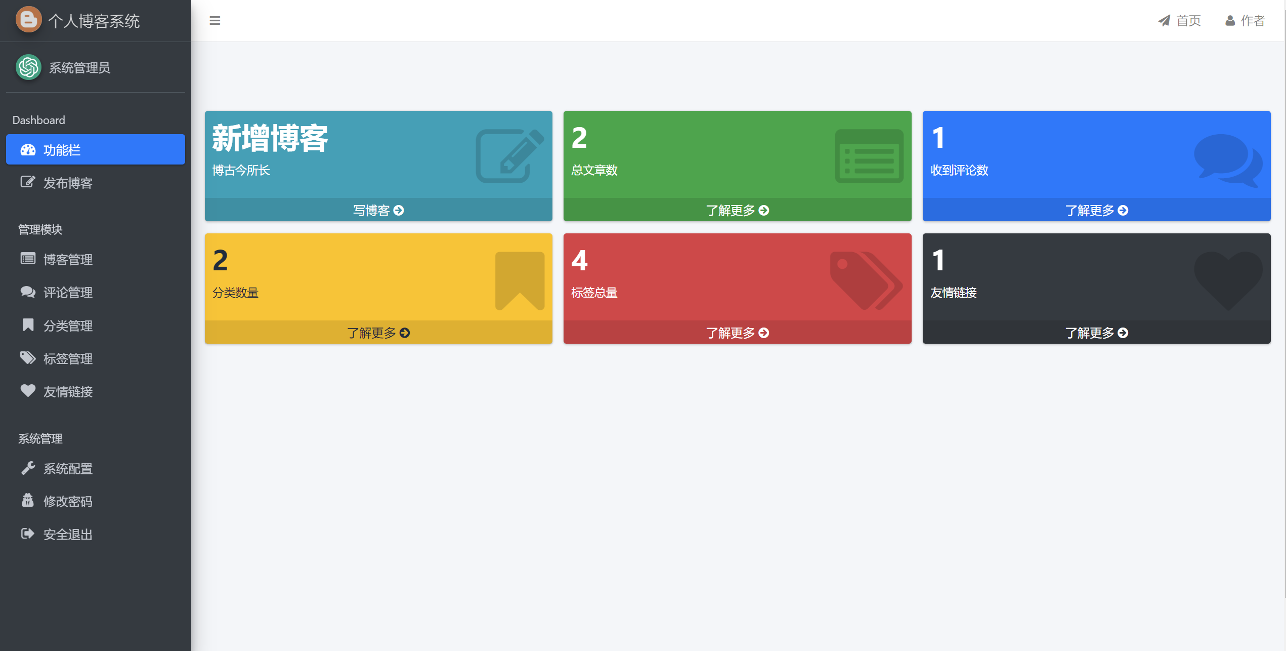 java基于springboot的个人博客系统maven有文档源码mysql