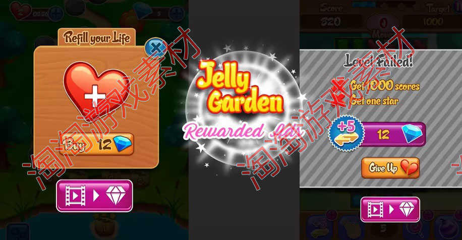 Unity Match 3 Jelly Garden Kit 2.3.2卡通休闲水果三消游戏源码
