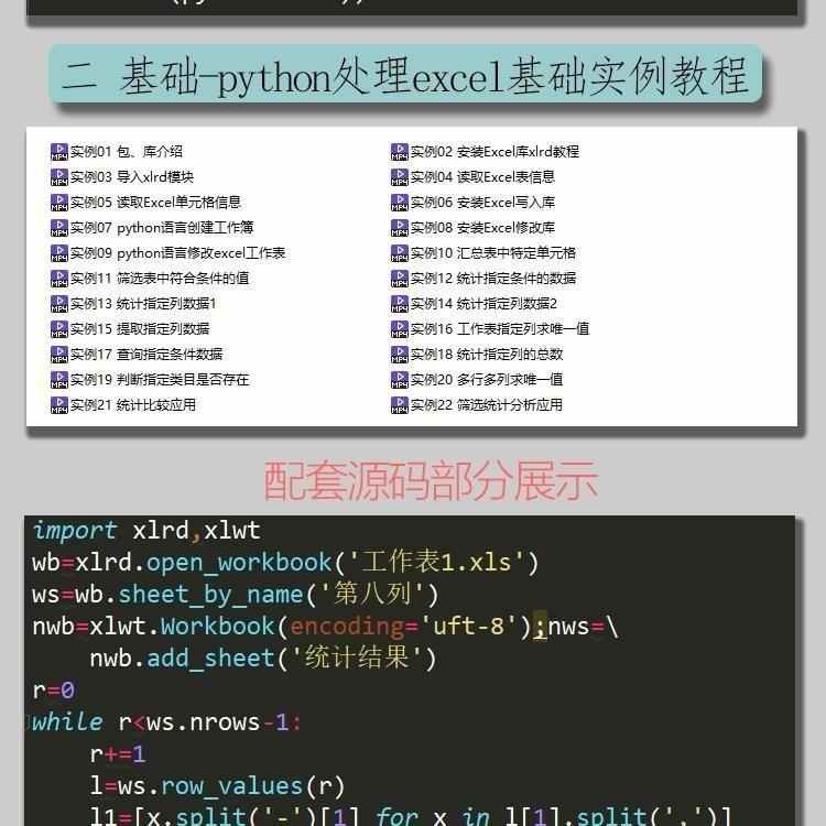 零基础python处理excel表格基础办公自动化实战源码实例视频教程