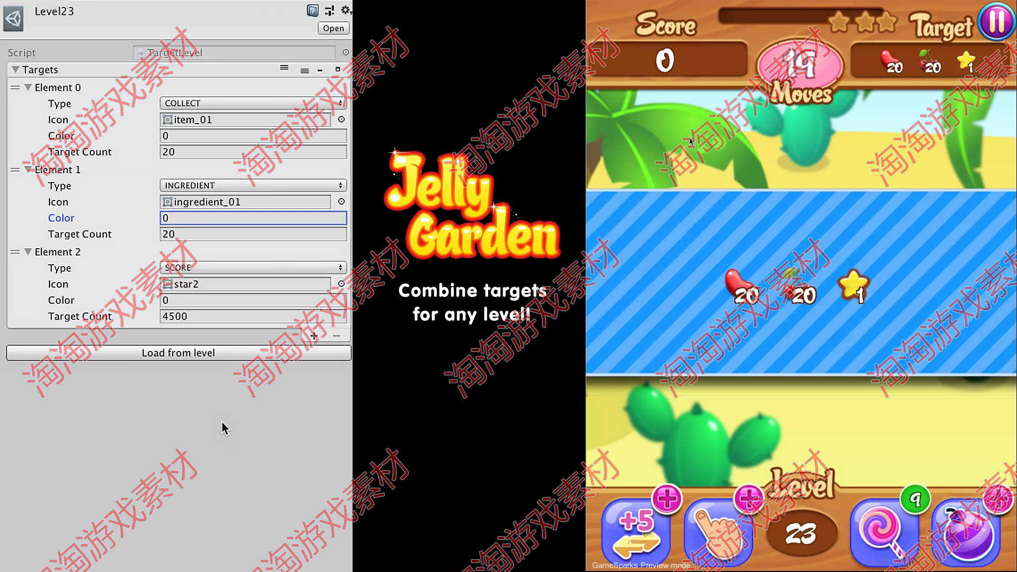 Unity Match 3 Jelly Garden Kit 2.3.2卡通休闲水果三消游戏源码