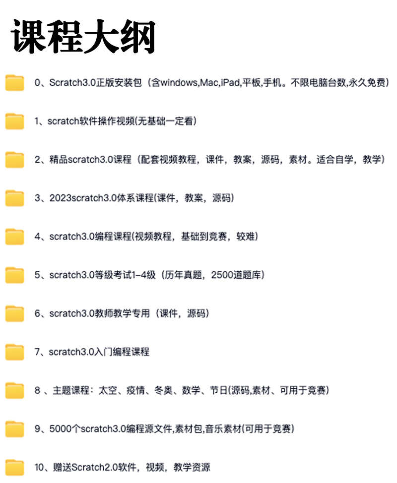 scratch编程课件教案少儿青少年培训教程3.0软件考级视频教程源码