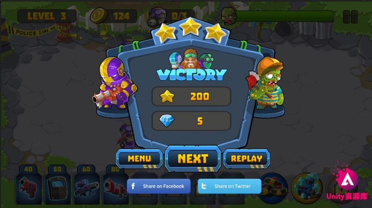 unity3d 大型打僵尸塔防游戏源码工程模板完整项目U3D素材资源