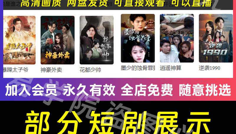 9999部抖音快手热门短剧合集会员全集抖音爽剧网剧小说穿越剧