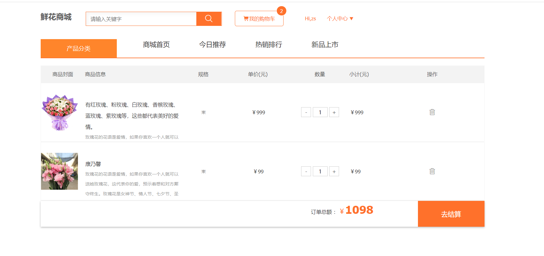 鲜花购物商城Java网上花店SSM框架管理系统JavaWeb项目jsp源码