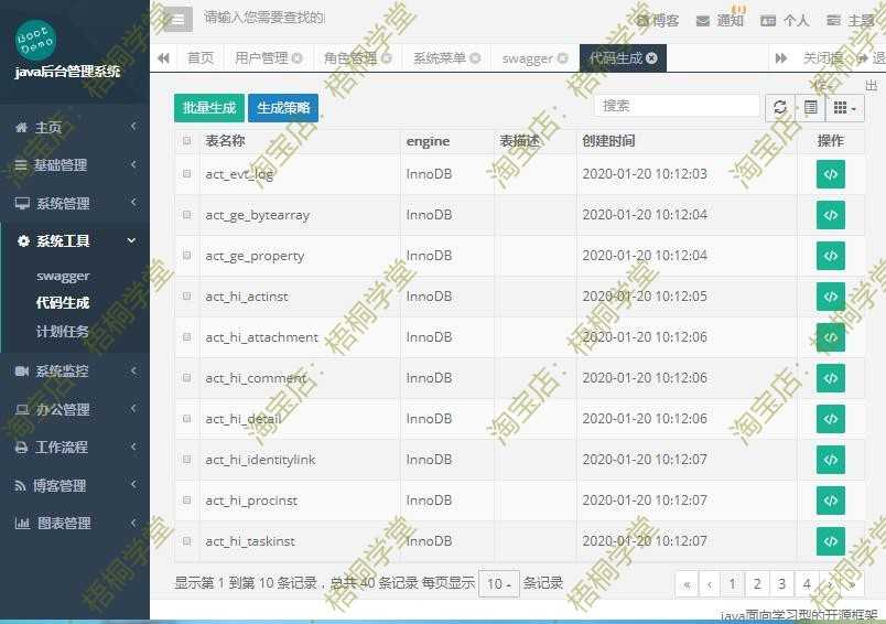 java 博客 springboot快速开发框架权限后台管理系统 web项目源码