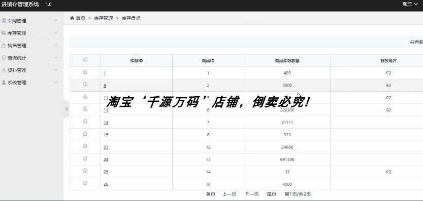 进销存管理系统 web项目 java springboot源码 jsp mysql数据库
