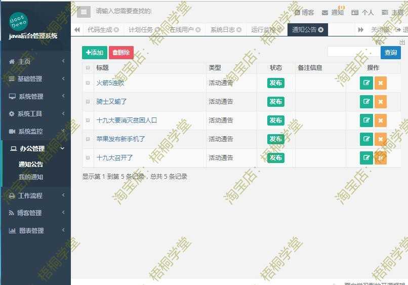 java 博客 springboot快速开发框架权限后台管理系统 web项目源码