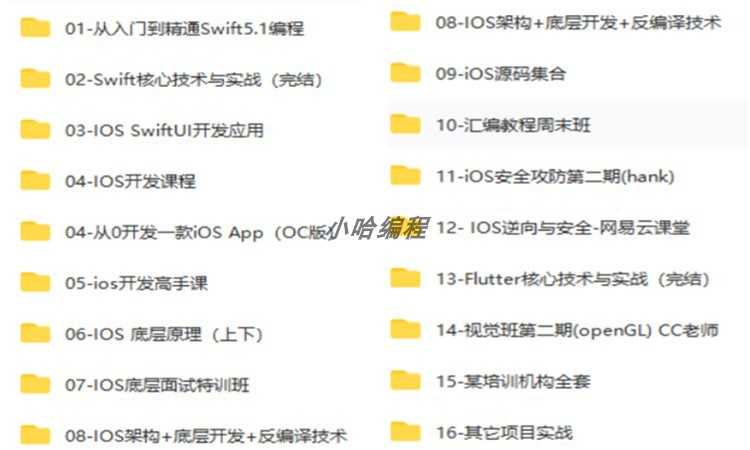 iOS视频教程 苹果app开发资料Object-C/ OC/swift5源码项目2022