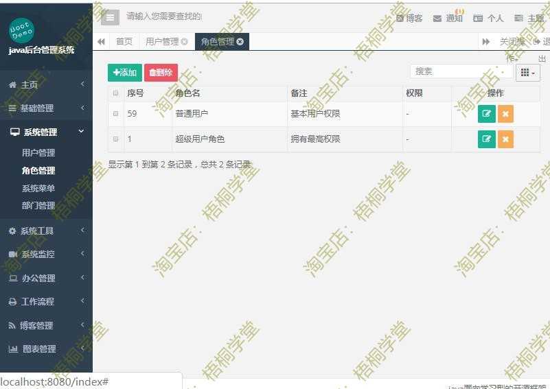 java 博客 springboot快速开发框架权限后台管理系统 web项目源码