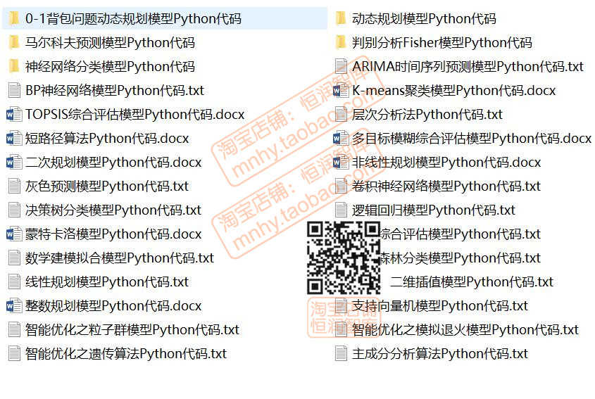 数学建模python源码资料源代码程序编程matlab模型竞赛实例案例